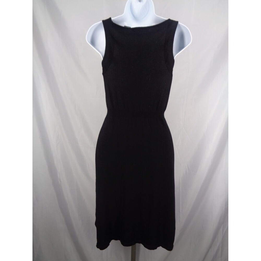 Desigual Black Knit Applique Dress Size Small Floral Starburst Embroidered - Picture 2 of 16